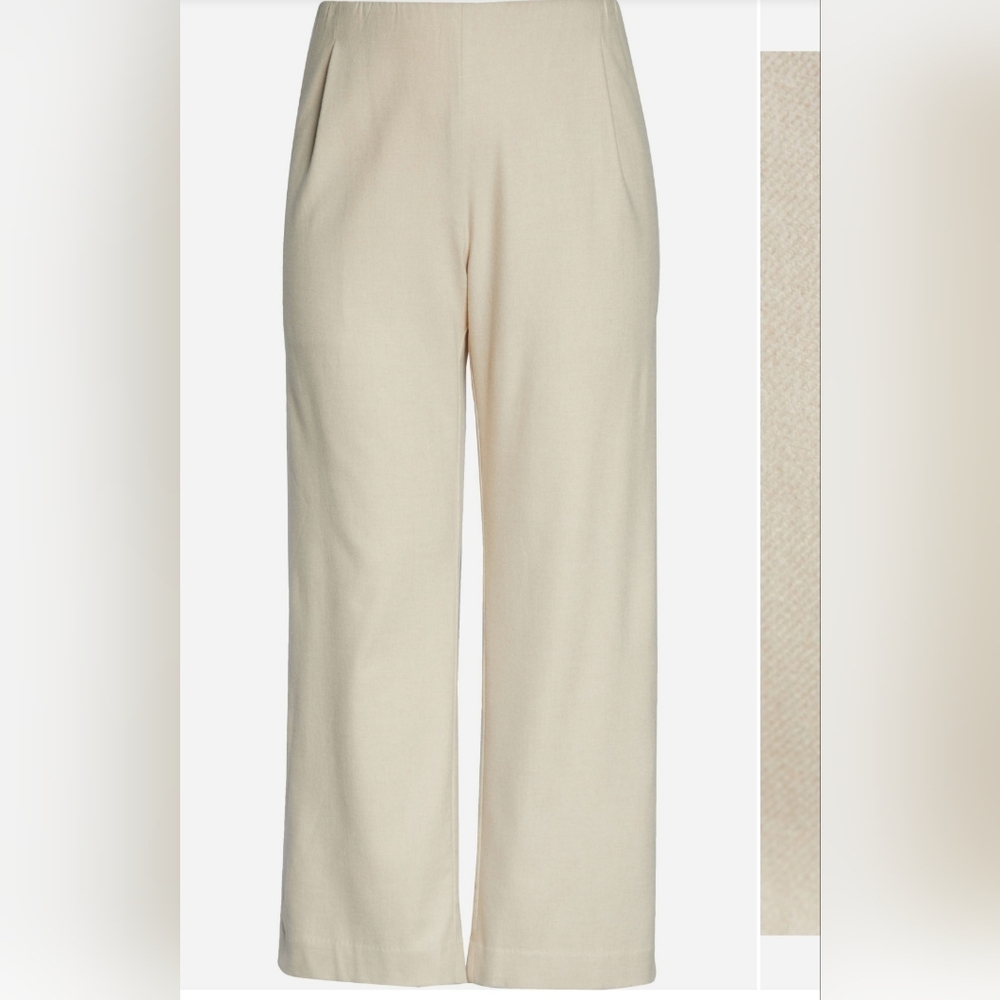 Vince Women's Cream Wide Leg Flannel Pull-On Pants With Side Pockets (Plus Size)